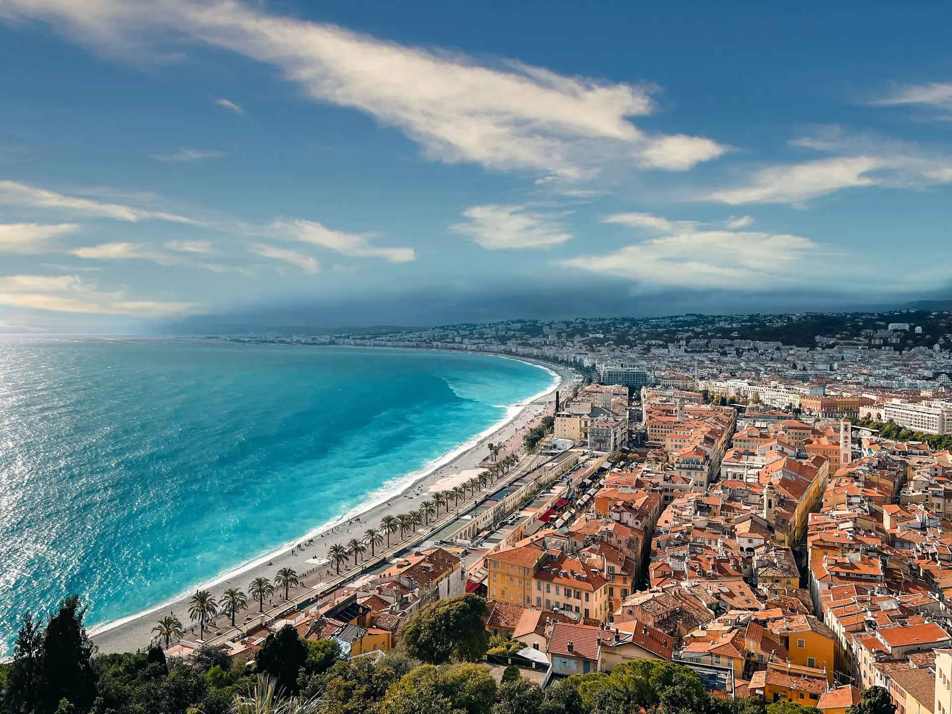 French Riviera Guide | Plan Your Perfect Côte d’Azur Trip, Aerial view of the Promenade des Anglais and turquoise beach in Nice, French Riviera, France