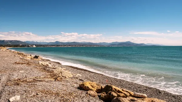Beach view featured in French Riviera travel guide