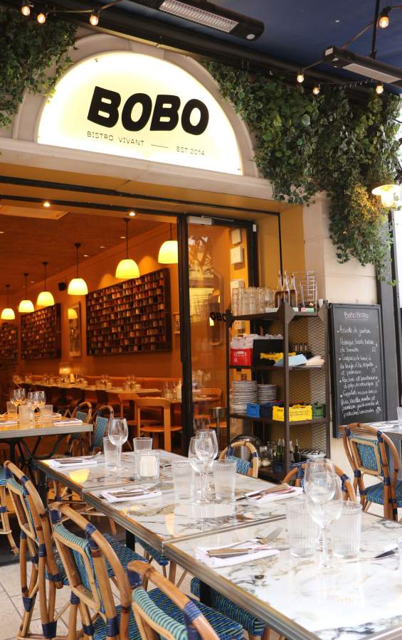 Bobo Bistro in Cannes – chic Mediterranean dining with rustic charm Bobo Bistro exterior with stylish terrace seating in Cannes