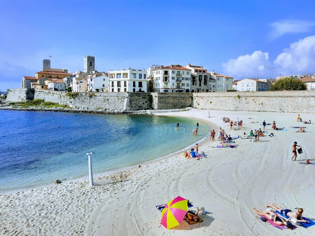Plage de la Gravette – Central Antibes Beach Gravette Beach in Antibes with Old Town views