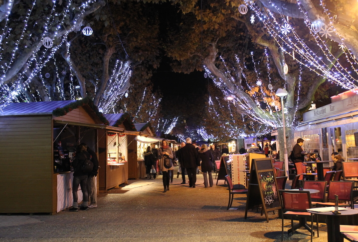 Festive winter spirit on the Riviera Wooden stalls and glowing lights at Christmas Markets