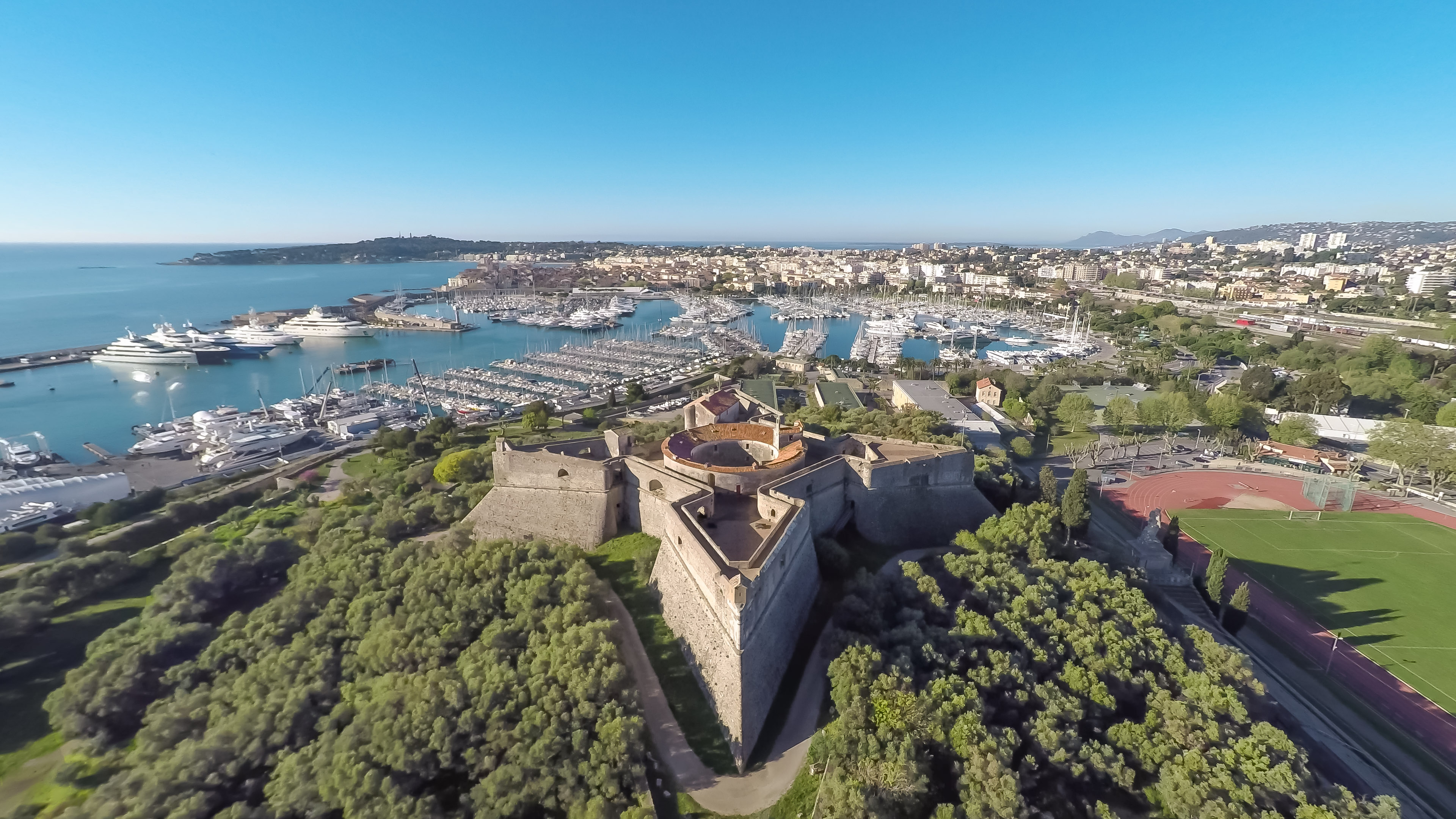 Historic Fort Carré with harbor views in Antibes Aerial view of Fort Carré overlooking the port of Antibes