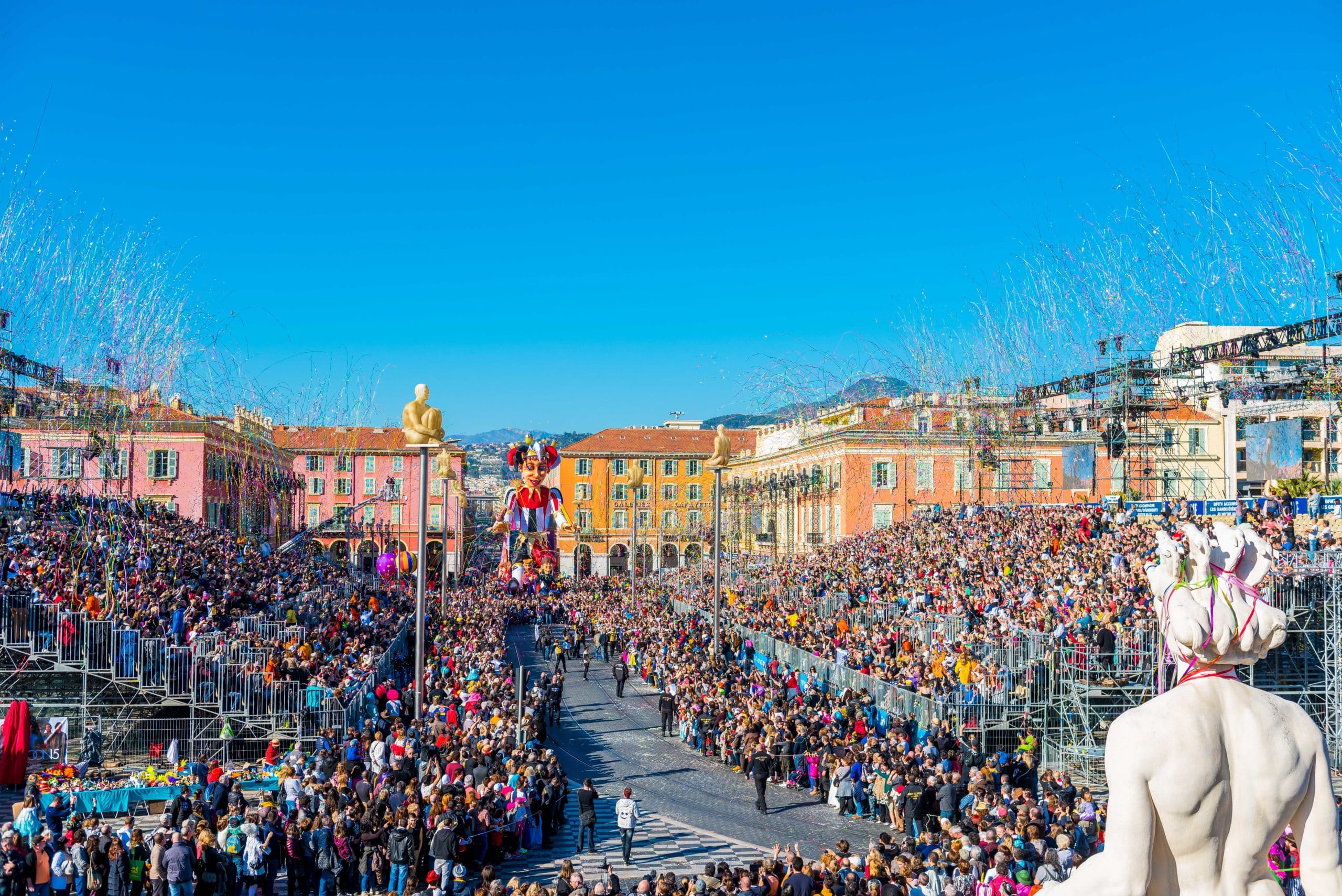 Parade joy during the Nice Carnival Colorful floats and packed streets at the Nice Carnival