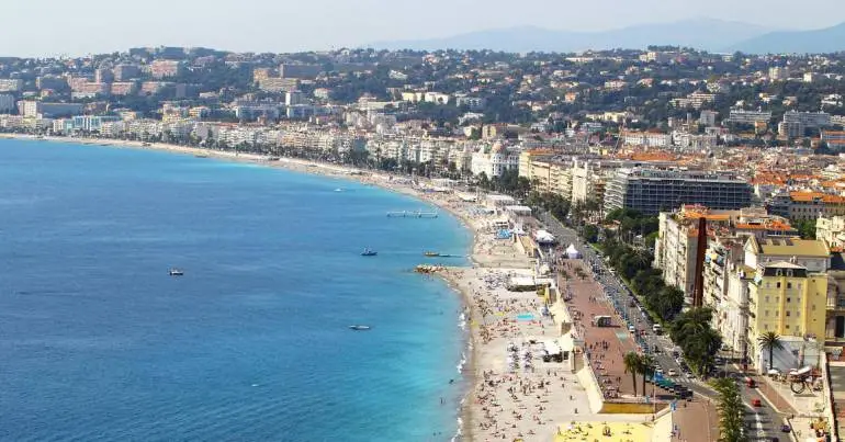 Promenade des Anglais – Iconic Seafront Stroll in Nice Top 5 Amazing Things to Do in Nice, Promenade des Anglais in Nice with palm-lined walkway beside the Mediterranean Sea, Top 5 Unmissable Things to Do in Nice: Best Things to Do on the French Riviera